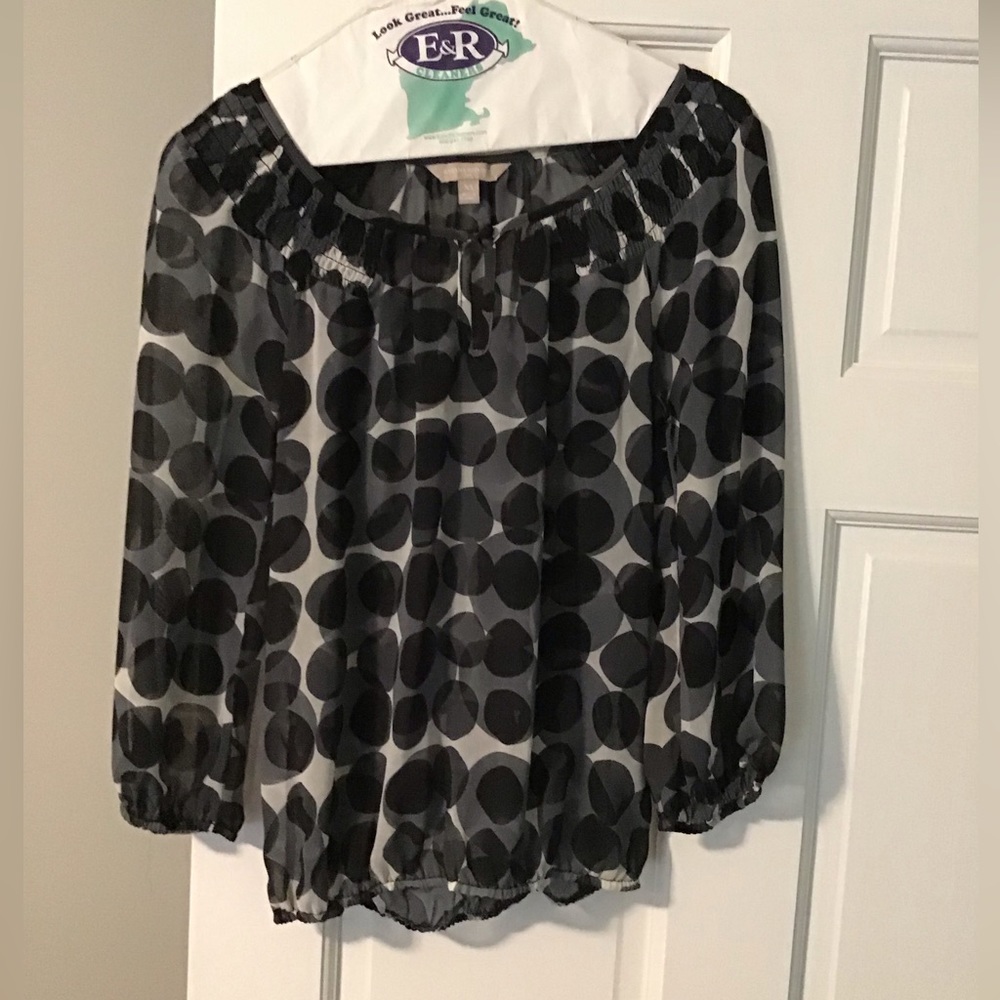 Sheer black & grey Banana Republic blouse